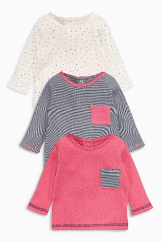 Pink, Navy Stripe And Spot Tees Three Pack (0mths-2yrs)